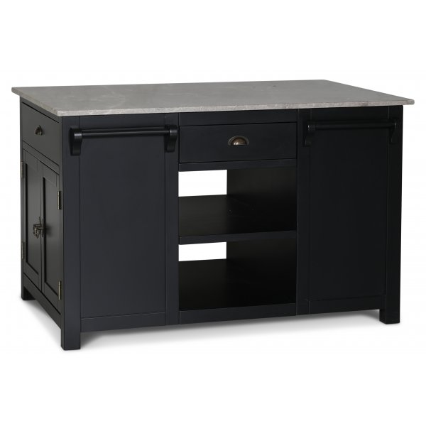 Heritage Kitchen Island marmorilla - Musta runko / harmaa Emprador-marmori