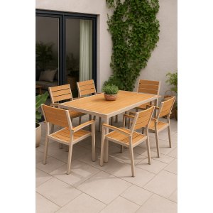 Ruokailuryhmä 4 tuolin ja ruokapöydän kanssa 150 x 90 cm beige/tammi - Las Vegas Ruokailuryhmä 4 tuolin ja ruokapöydän kanssa 150 x 90 cm beige/tammi - Las Vegas