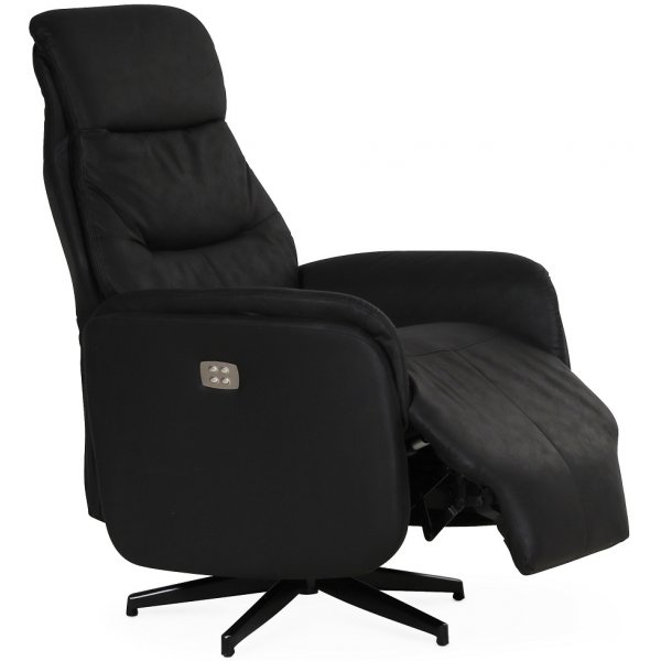Comfort Saga mekanisminojatuoli (sähköinen) sisäänrakennetulla jalkatuella - Musta ekonahka Comfort Saga mekanisminojatuoli (sähköinen) sisäänrakennetulla jalkatuella - Musta ekonahka