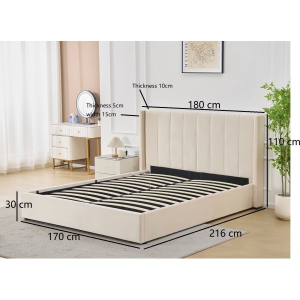 S�ngynrunko s�ilytystilaa ja s�ngynp��ty 160 x 200 cm beige - Bianca