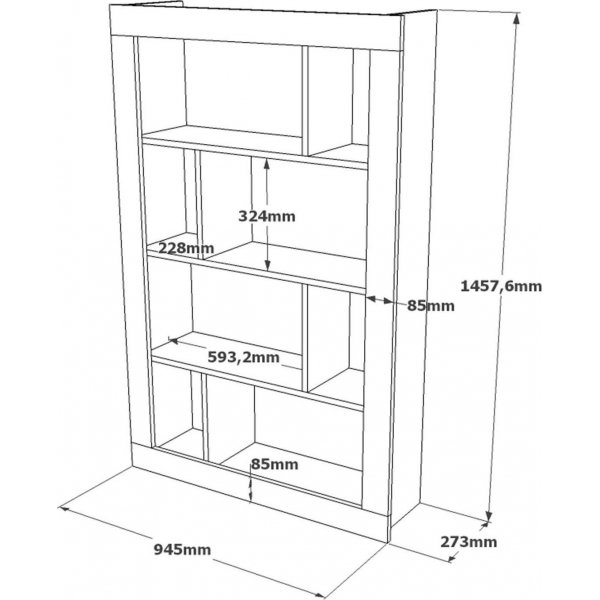 Luvio kirjahylly 22 - tammi/valkoinen