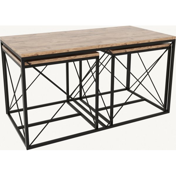 Ravina sohvapöytä 45/100 x 45/50 cm - Mänty/musta Ravina sohvapöytä 45/100 x 45/50 cm - Mänty/musta