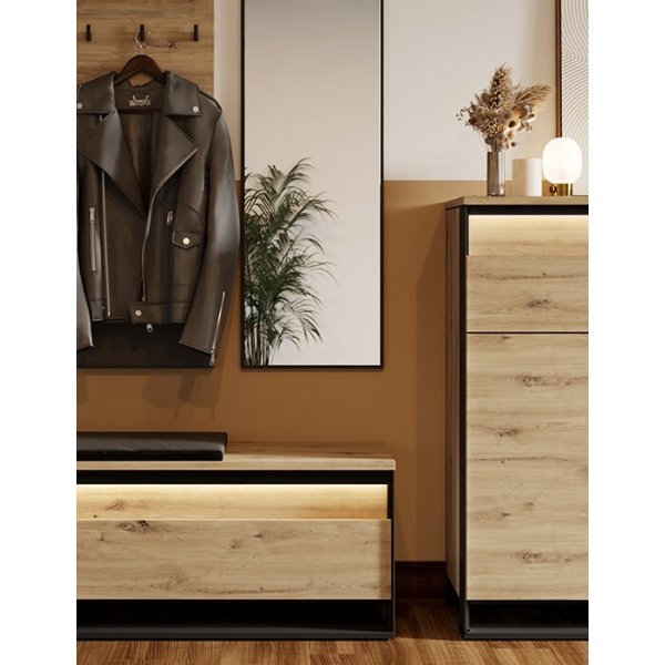 Quant eteisen penkki 135 cm - Artisan tammi/musta Quant eteisen penkki 135 cm - Artisan tammi/musta