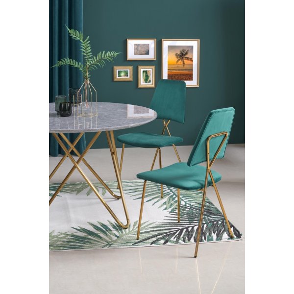 Nocture pyre ruokapyt halkaisija 120 cm - Harmaa marmorifolio/kulta