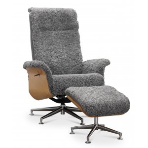 Nojatuoli jalkarahilla aitoa lampaannahkaa tammea/grafiitinharmaata - Ulla + Huonekalujen tekstiilien puhdistus Nojatuoli jalkarahilla aitoa lampaannahkaa tammea/grafiitinharmaata - Ulla + Huonekalujen tekstiilien puhdistus