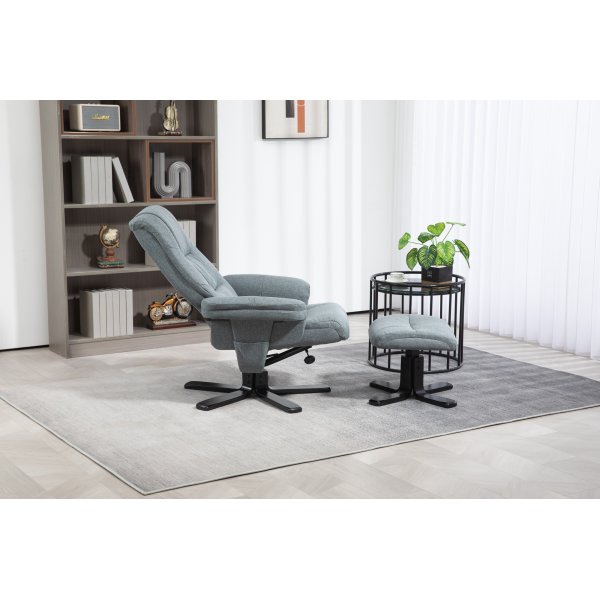 Harmaa lepotuoli jalkarahilla - Oslo Harmaa lepotuoli jalkarahilla - Oslo