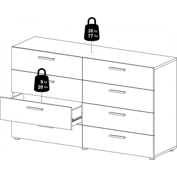 Lipasto phkinpuusta, 8 laatikkoa, leveys 140 cm + Huonekalujen tekstiilien puhdistus