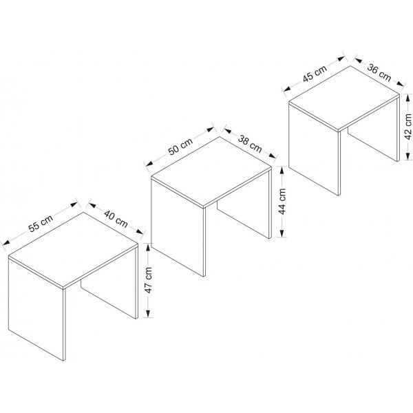 Nebes-pöytä 45/50/55 x 36/38/40 cm - Valkoinen Nebes-pöytä 45/50/55 x 36/38/40 cm - Valkoinen