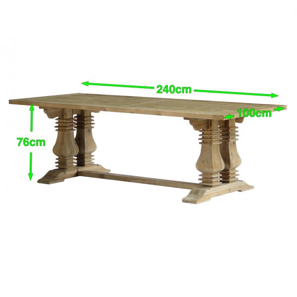 Kierrätyspuusta valmistettu ruuniruokapöytä 240x100 cm Kierrätyspuusta valmistettu ruuniruokapöytä 240x100 cm