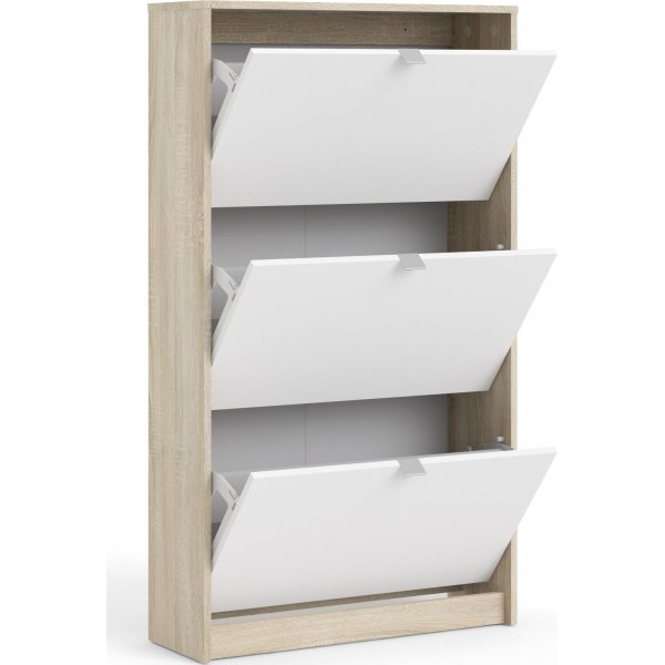 Kengät syvä kenkäkaappi, jossa 3 lokeroa - tammi/valkoinen Kengät syvä kenkäkaappi, jossa 3 lokeroa - tammi/valkoinen