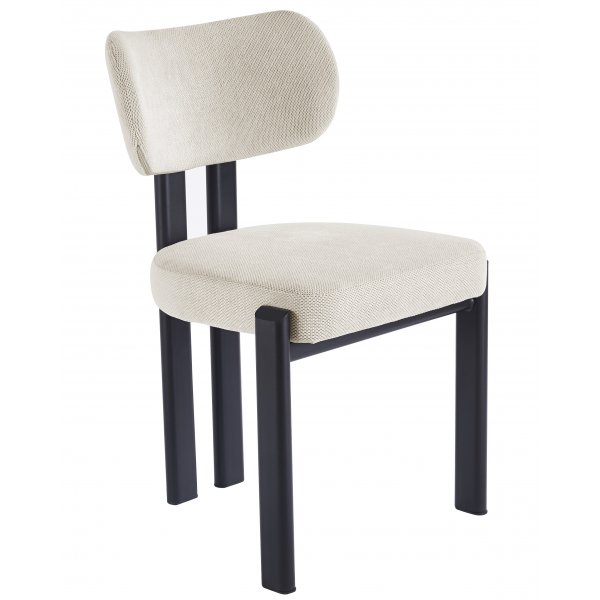 Callum-ruokatuoli beige� kangasta, mustat jalat