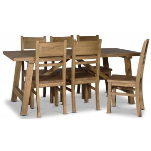 Woodforge-ruokailuryhmpyt ja 6 tuolia kierrtyspuuta + 4.00 x Huonekalujen jalat