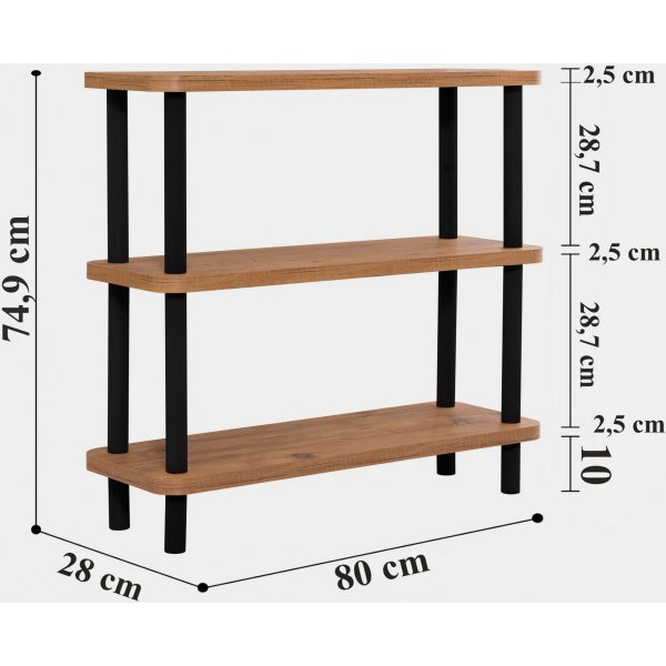 Step kirjahylly - musta/mänty Step kirjahylly - musta/mänty