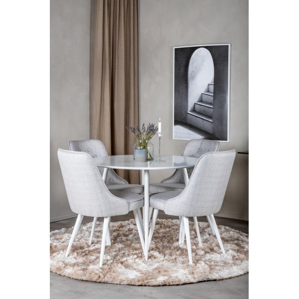 Alice Deluxe ruokatuoli - Vaaleanharmaa/valkoinen