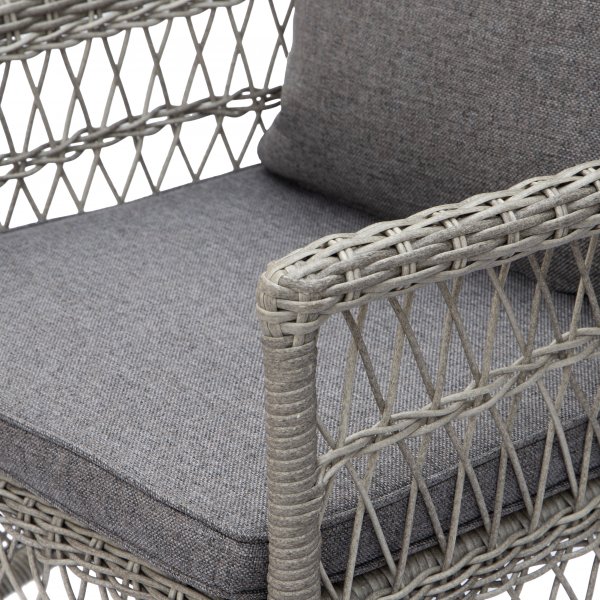 Ulkokalusteryhm�; 4 tuolia ja ruokap�yt� �110 cm harmaa/rottinki - Jacksonville/Provence