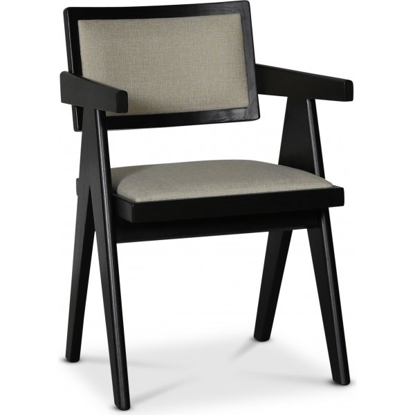 Sara-nojatuoli mustaksi petsattua tammi- ja pellavaverhoilua Sara-nojatuoli mustaksi petsattua tammi- ja pellavaverhoilua