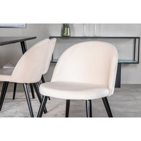 Ruokailuryhmä Kaltevuus 180x90 cm sis. 6 Alice-tuolia - Mustaksi petsattu tammiviilu Ruokailuryhmä Kaltevuus 180x90 cm sis. 6 Alice-tuolia - Mustaksi petsattu tammiviilu