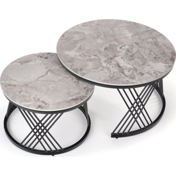 Flamingo sohvapöytä Ø60 cm - Harmaa marmori/musta Flamingo sohvapöytä Ø60 cm - Harmaa marmori/musta