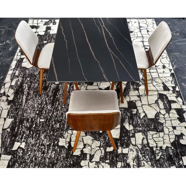 Lozano ruokapöytä 140-200 x 82 cm - Musta marmori/pähkinä Lozano ruokapöytä 140-200 x 82 cm - Musta marmori/pähkinä