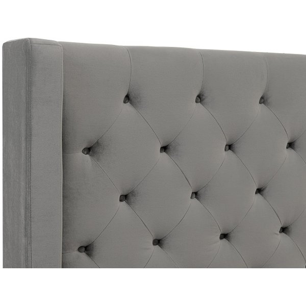 Almedal-sängynpääty napeilla (Harmaa sametti) - Valinnainen leveys Almedal-sängynpääty napeilla (Harmaa sametti) - Valinnainen leveys