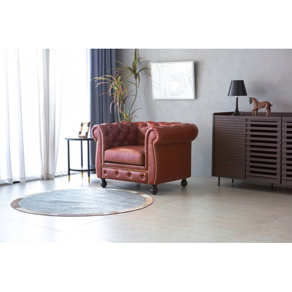 Chesterfield-nojatuoli ruskeaa PU-muovia - Charles Chesterfield-nojatuoli ruskeaa PU-muovia - Charles