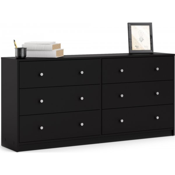 May-lipasto musta, 6 laatikkoa, 143 cm leve + Huonekalujen tahranpoistoaine