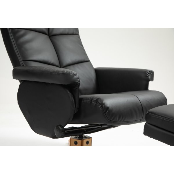 Duva lepotuoli rahiolla mustaa PU:ta ja ruskeat jalat Duva lepotuoli rahiolla mustaa PU:ta ja ruskeat jalat