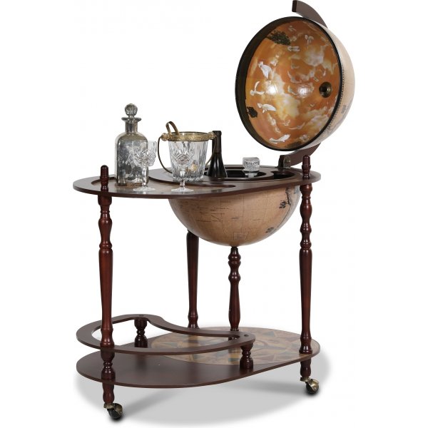 Da Vinci -tarjoiluvaunu karttapallo/baari 81 cm - mahonki / vaalea