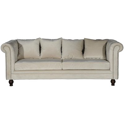Kolmen istuttava sohva Churchill Chesterfield - Beige sametti + Huonekalujen hoitosarja tekstiileille