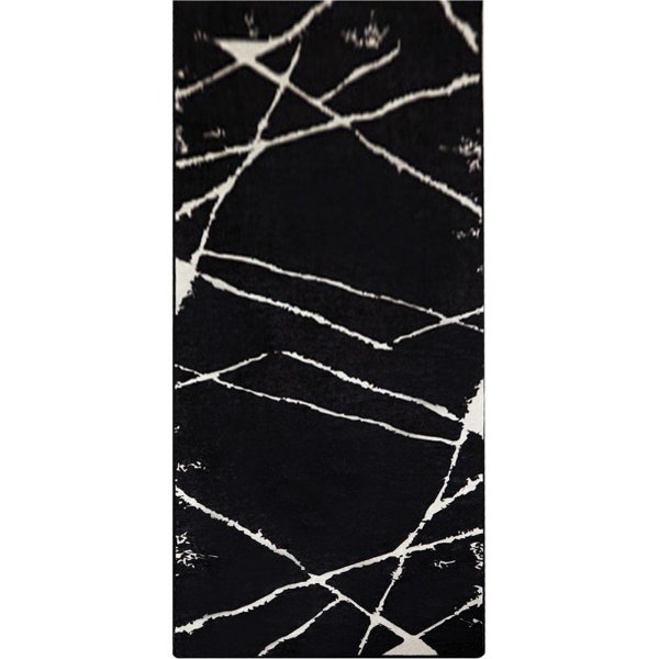 Rikkoutunut aulamatto 80 x 300 cm - Musta/valkoinen