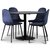 Seat ruokailuryhm, ruokapyt + 4kpl Carisma-samettituolia - Musta / sininen + 2.00 x Huonekalujen jalat