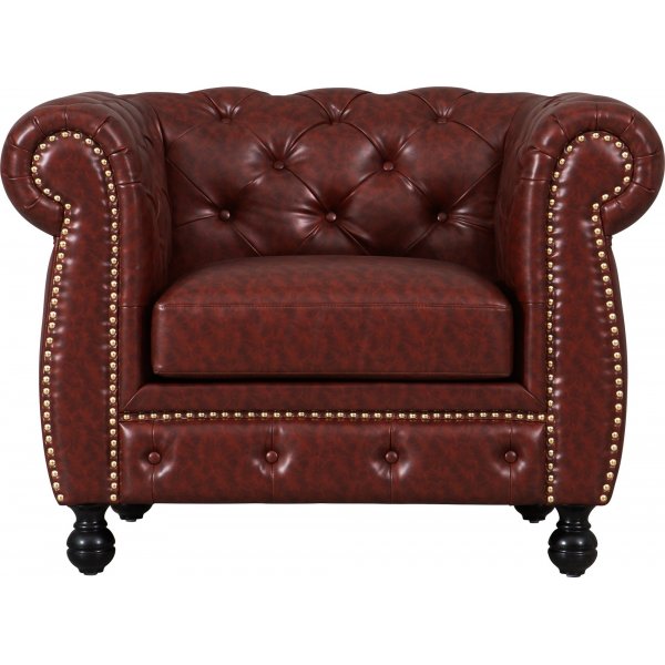 Chesterfield-nojatuoli ruskeaa PU-muovia - Charles