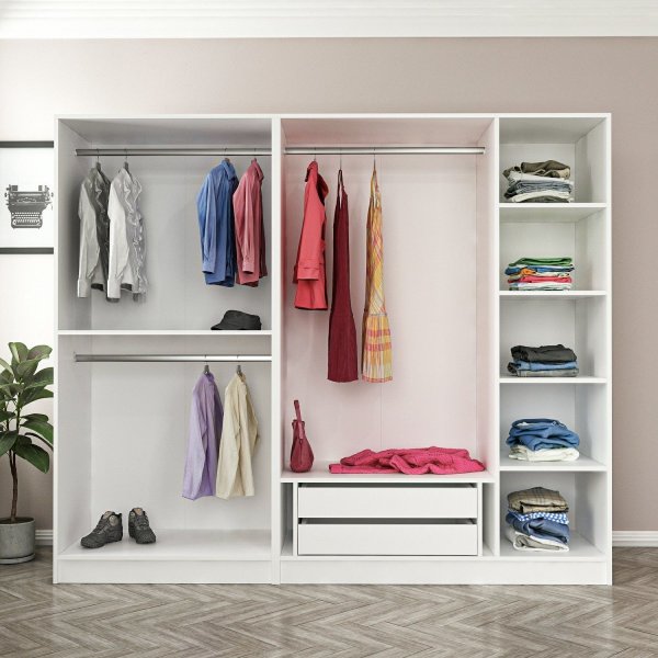 Larett vaatekaappi 225x52x190 cm - Valkoinen Larett vaatekaappi 225x52x190 cm - Valkoinen