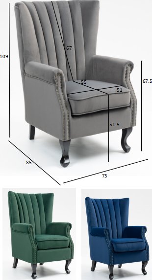 Korvaläppänojatuoli vihreää samettia Korvaläppänojatuoli vihreää samettia