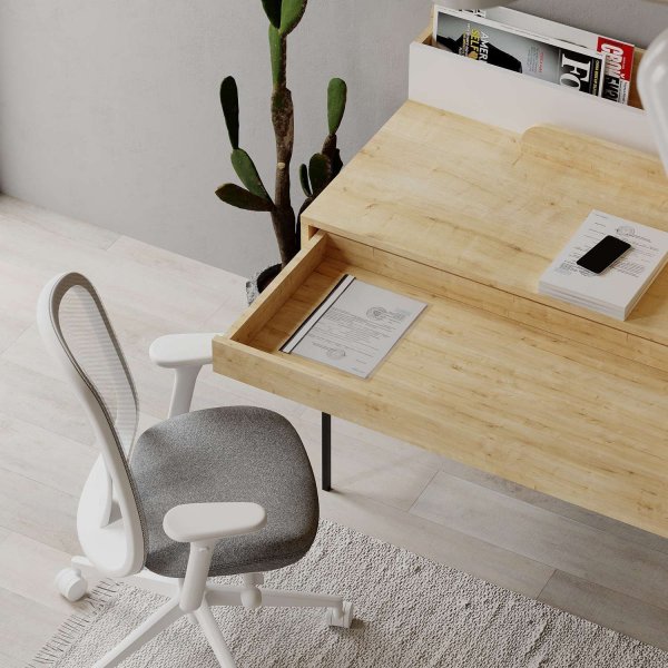 Leila kirjoituspöytä 108x60 cm - Tammi/valkoinen Leila kirjoituspöytä 108x60 cm - Tammi/valkoinen