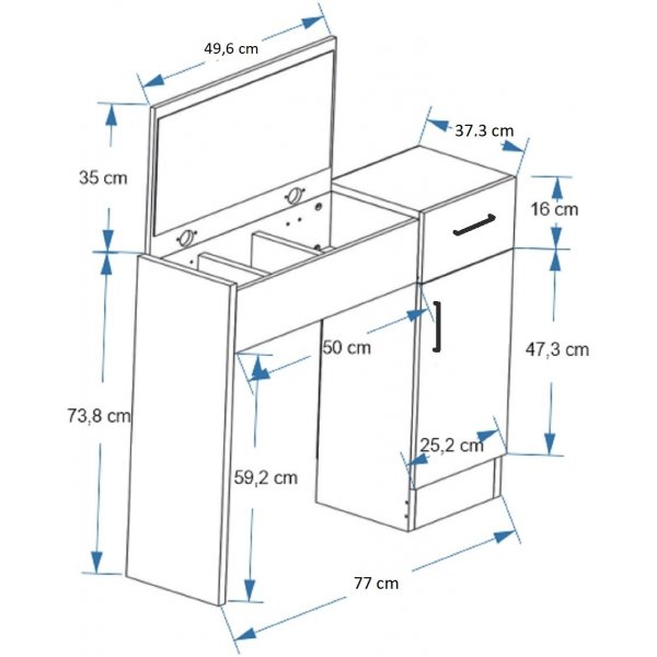 Inci peilipöytä 77 x 37,3 cm - Vaalea pähkinä/antrasiitti Inci peilipöytä 77 x 37,3 cm - Vaalea pähkinä/antrasiitti