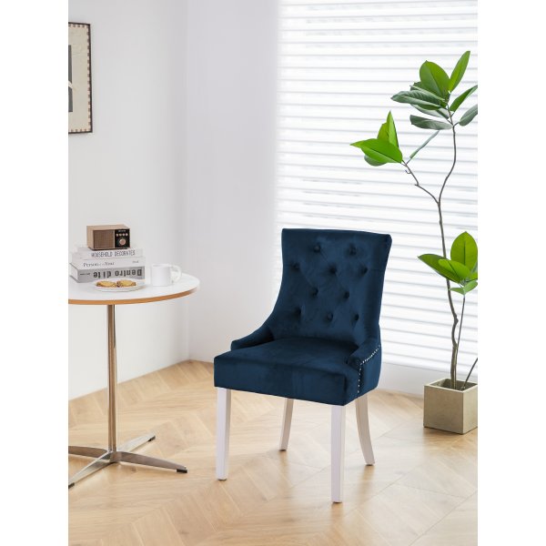 Tuva Decotique- tuoli kahvoilla - Sametti - Sininen Tuva Decotique- tuoli kahvoilla - Sametti - Sininen
