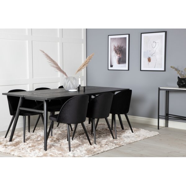 Alice-tuoli - Musta sametti / Mustat jalat Alice-tuoli - Musta sametti / Mustat jalat