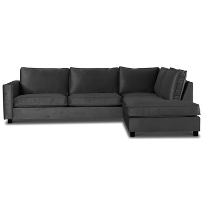 Lounge-sohva Brandy XL avoimella pdyll, oikea - Hopeanharmaa (sametti)