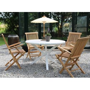 Scottsdale ulkoruokailuryhmä pöydän ympärillä 4 Saltö-runkoisella tuolilla - teak/White Scottsdale ulkoruokailuryhmä pöydän ympärillä 4 Saltö-runkoisella tuolilla - teak/White