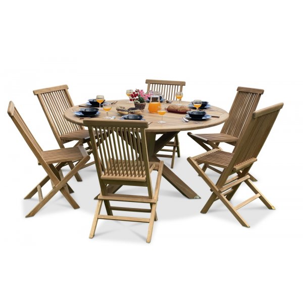 Pyöreä ruokapöytä massiivitiikkiä - Saltö Pyöreä ruokapöytä massiivitiikkiä - Saltö