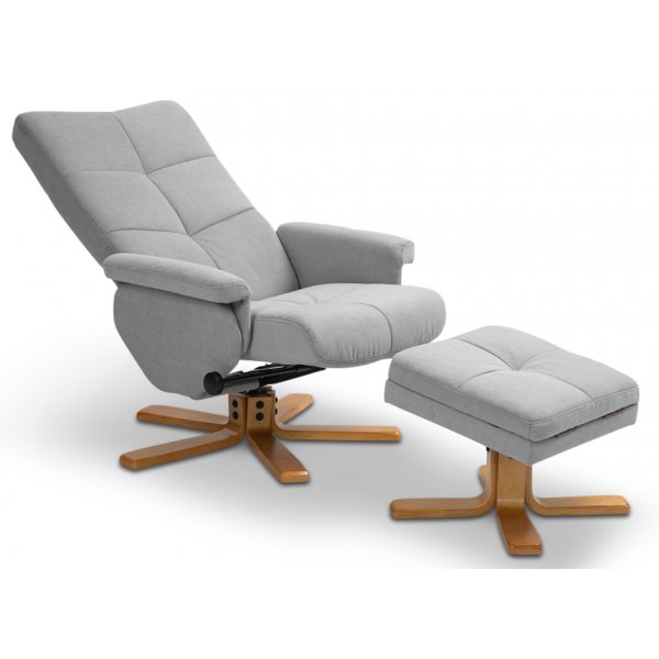 Duva sdettv nojatuoli, rahi ja silytystila - Harmaa kangas puisilla jaloilla