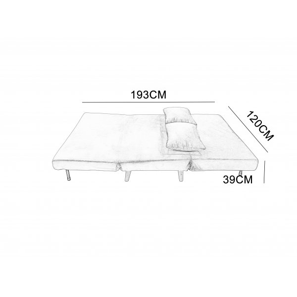 Vuodesohva Helsingborg - Vaaleanharmaa sametti | 193 cm