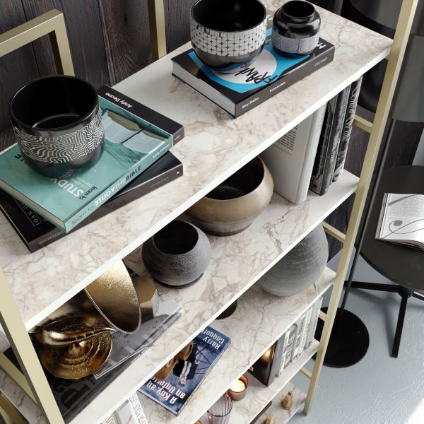 Tinleyn kirjahylly - kulta/valkoinen