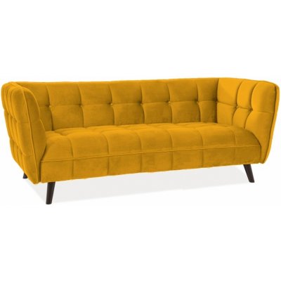 Renae 3-istuttava sohva keltaista samettia