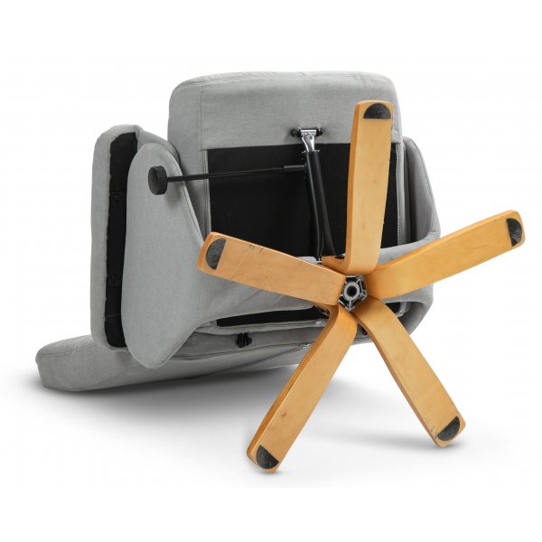 Duva sdettv nojatuoli, rahi ja silytystila - Harmaa kangas puisilla jaloilla