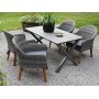 Ruokailuryhm Scottsdale pyt 150 cm Shabby Chic harmaa sislten 4 Valetta nojatuolia harmaata keinorottinki