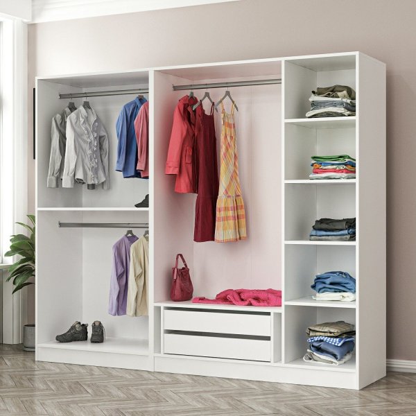 Larett vaatekaappi 225x52x190 cm - Valkoinen Larett vaatekaappi 225x52x190 cm - Valkoinen
