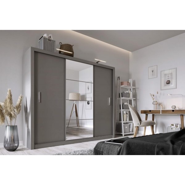 Einar harmaa vaatekaappi 250x215 cm Einar harmaa vaatekaappi 250x215 cm