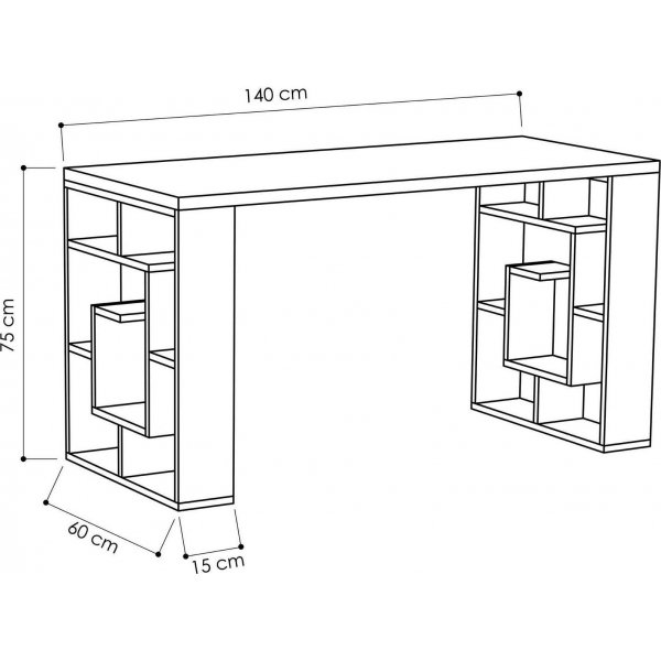 Labyrinttip�yt� 140x60 cm - Valkoinen/tammi
